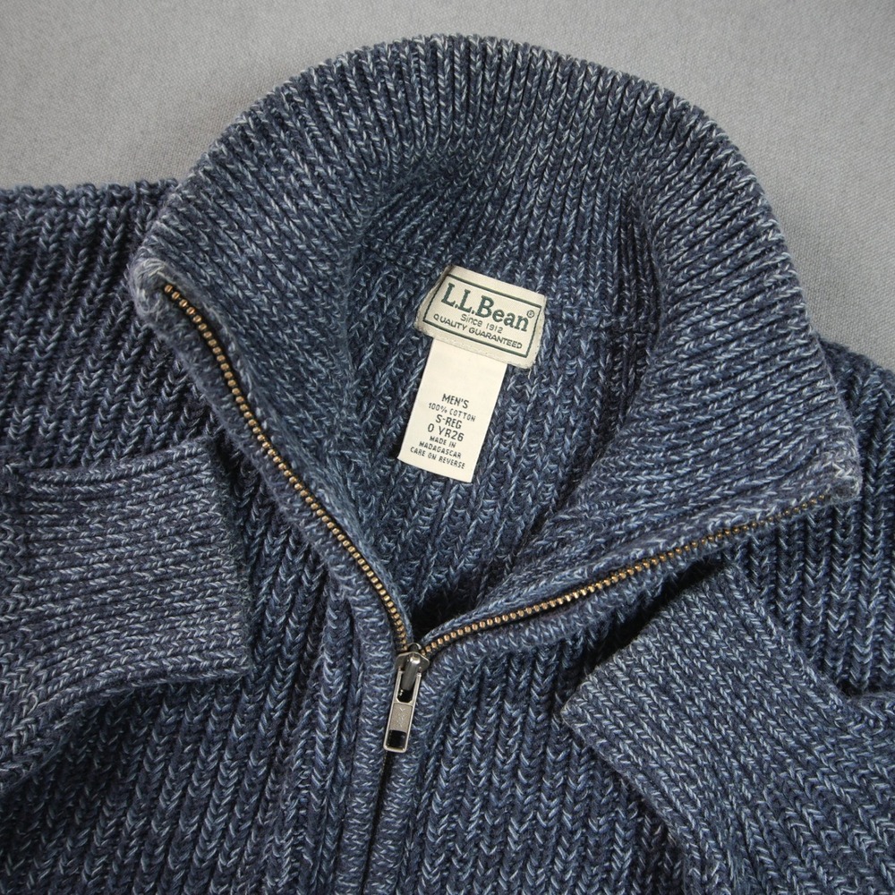 L.L. Bean Ribbed Heavy Knit Zip Men Sweater S Shunky Cabin Grandpa Fisherman